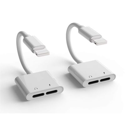 2Pack[Apple MFi Certified]Headphones Jack Adapter for Charging iPhone 7/8Plus/X/Xr/Xs/SE/11/12/Pro/Max/ipad Dongle Converter Charger Accessories Cables Audio Connector Earphone Dual Lightning Splitter