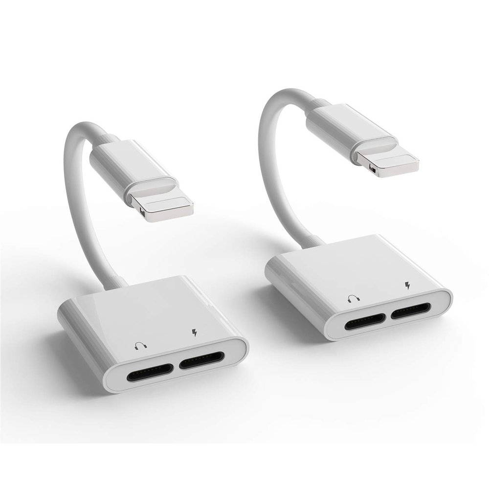 2Pack[Apple MFi Certified]Headphones Jack Adapter for Charging iPhone 7/8Plus/X/Xr/Xs/SE/11/12/Pro/Max/ipad Dongle Converter Charger Accessories Cables Audio Connector Earphone Dual Lightning Splitter