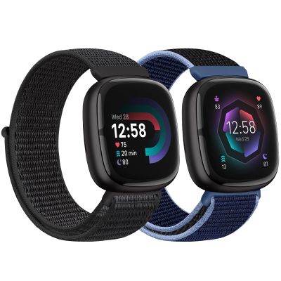 AVOD Nylon Bands Compatible with Fitbit Versa 4/Sense 2/Versa 3/Fitbit Sense, Soft Breathable Sport Adjustable Replacement Strap Women Man Wristband Accessories