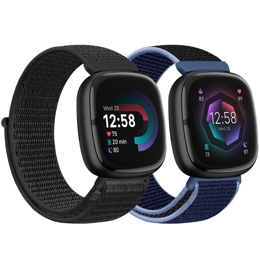AVOD Nylon Bands Compatible with Fitbit Versa 4/Sense 2/Versa 3/Fitbit Sense, Soft Breathable Sport Adjustable Replacement Strap Women Man Wristband Accessories