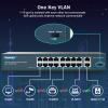 YuanLey 16 Port Gigabit PoE Switch with 2 Gigabit Uplink, 16 PoE+ Port 1000Mbps, 250W 802.3af/at, Metal Desktop/Rackmount, Unmanaged Plug and Play Network Switch view 3