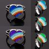 JKPOWER Rainbow Heart Mood Ring Temperature Emotion Feeling Rings Adjustable for Women Ring view 4