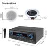 1000 Watts Home System w/USB and SD Card Inputs, (Qty 6) 6.5 Flush Mount in-Wall/in-Ceiling Stereo Speakers, Mic w/10 Ft Cable view 2