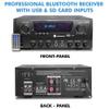 1000 Watts 2 Room Bluetooth Home Amplifier and Receiver with USB and SD Reader, (Qty 6) 6.5 Flush Mount in-Wall/in-Ceiling Stereo Speakers, Handheld Microphone with 10 Ft Cable view 2