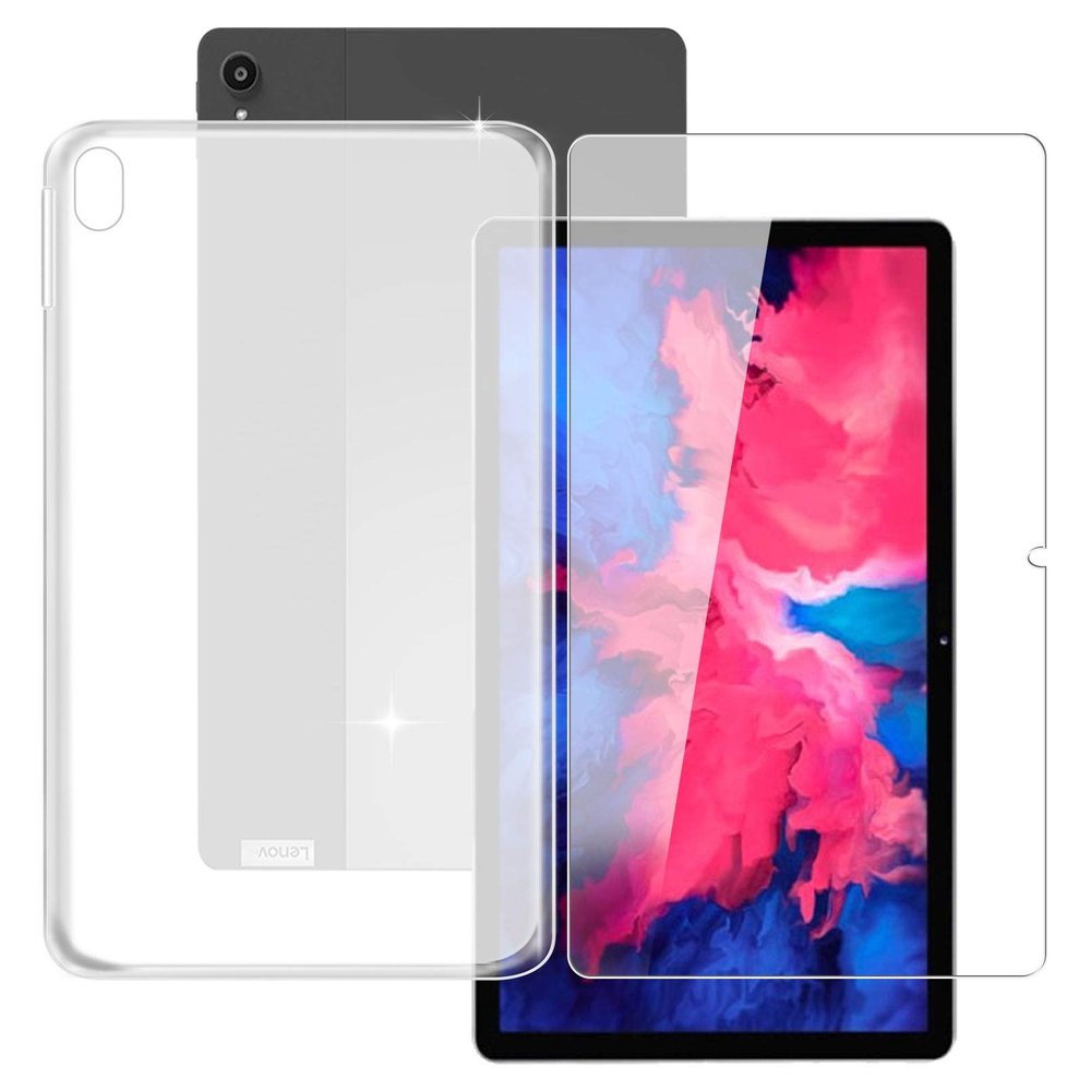 HHUAN Tablet Case + Screen Protector for Lenovo Tab P11 Pro TB-J706F 11.5 inches,Semi-Transparent Flexible Silicone Gel TPU Protective Shell Bumper Case Cover - Semi-Transparent