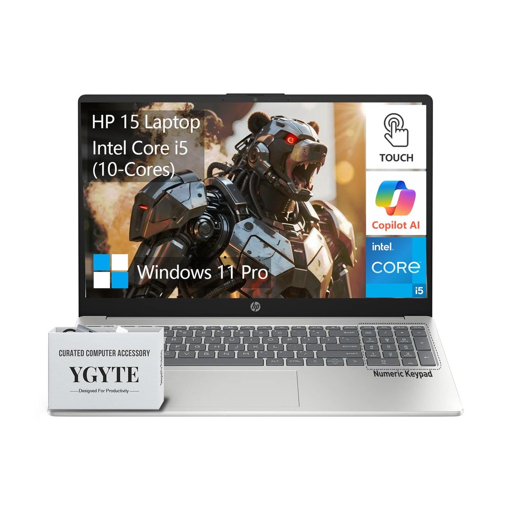 HP 15.6 Laptop Touchscreen Computer, Intel 10-Core i5, Touch Screen Laptop 15 Inch, 32GB RAM 1TB SSD, Windows 11 Pro, 10-Key Number Pad, Killer Wi-Fi 6E