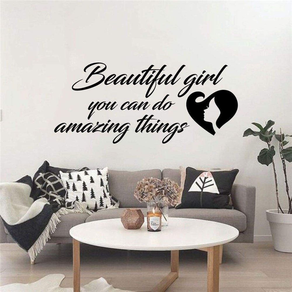 Beautiful Girl You Can Do Amazing Things Inspirational Motivation Quote Vinyl Wall Art Wall Sticker Wall Decal Decoration For Home Room Kids Room Nursery Room Girls Boys Dcor Design Size (40x40 inch)