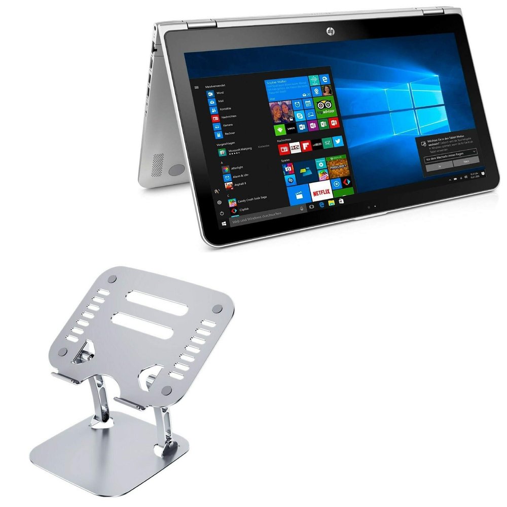 BoxWave Stand and Mount Compatible with HP Pavilion x360 Convertible 2-in-1 (15.6 in) - Executive VersaView Laptop Stand, Ergonomic Adjustable Viewing Angle Metallic Riser - Metallic Silver
