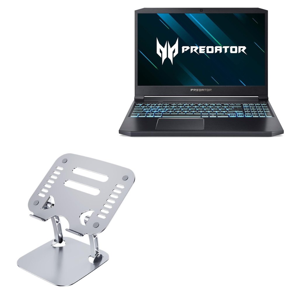 BoxWave Stand and Mount Compatible with Acer Predator Triton 300 - Executive VersaView Laptop Stand, Ergonomic Adjustable Viewing Angle Metallic Riser - Metallic Silver