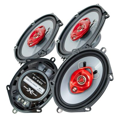 4X Soundxtreme ST-680 5x7 Inch / 6x8 Inch 3-Way 700 Watts Coaxial Car Speakers 4-Ohm Polypropylene Mid-Woofer Cone Material Polyester Foam Speaker Surround