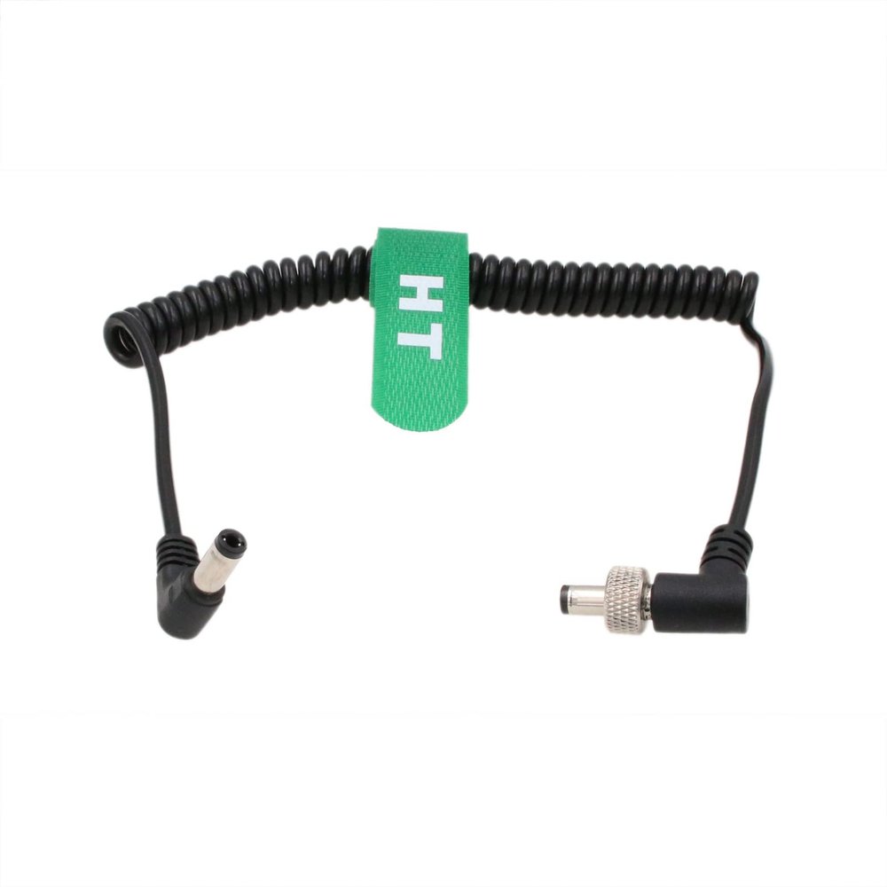 HangTon Power Cable for SmallHD Atomos Ninja V Monitor Hollyland Mars 400s Cosmo Blackmagic Video Assist Studio 4k PRO Aputrue 60d 60X Video Devices PIX-E, Right Angle DC 2.5mm to Locking DC 2.5mm