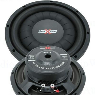 2X SoundXtreme ST-710 10-Inch 4-Ohms Car Audio 1200 Watts Slim/Shallow Mount Subwoofer Deep Bass 2" Voice Coil - 1 Pair Accurate Frequency Response 38Hz - 3500Hz