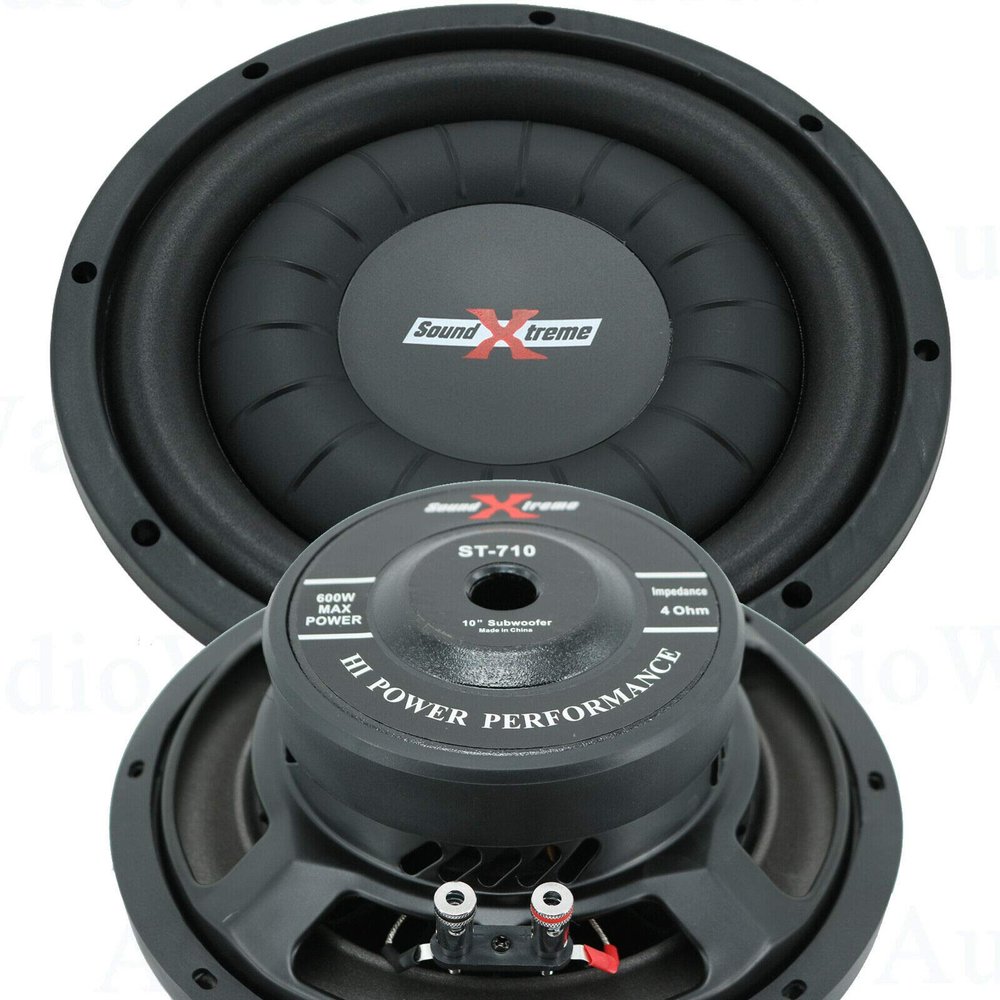 2X SoundXtreme ST-710 10-Inch 4-Ohms Car Audio 1200 Watts Slim/Shallow Mount Subwoofer Deep Bass 2" Voice Coil - 1 Pair Accurate Frequency Response 38Hz - 3500Hz