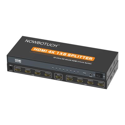 NOWBOTUCH 1x8 HDMI Splitter 8 Port 1 in 8 out HDMI Switch 1 Port to 8 HDMI Display Duplicate/Mirror Powered Splitter Ver 1.4 Certified for Full HD 1080P High Resolution 3D Support