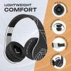 PowerLocus Wireless Bluetooth Over-Ear Stereo Foldable Headphones, Wired Headsets Rechargeable with Built-in Microphone for iPhone, Samsung, LG, iPad (Black/Silver) view 2