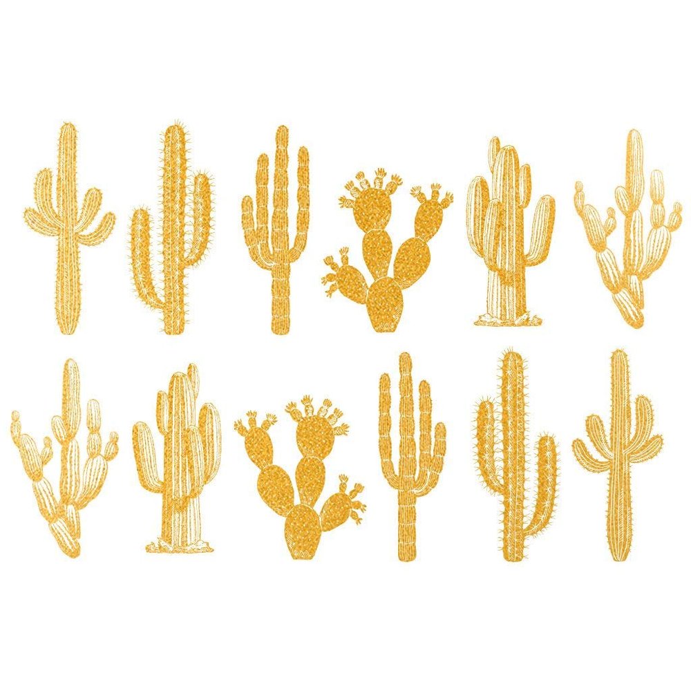 Ceramic Decals - Overglaze Gold - Enamel Decal - Waterslide Decal Gold Cactus