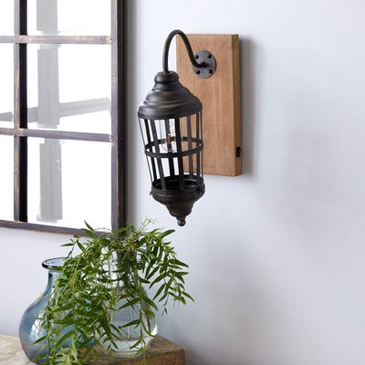 Deco 79 Metal Solid Wall Sconce, 6" x 11" x 15", Black