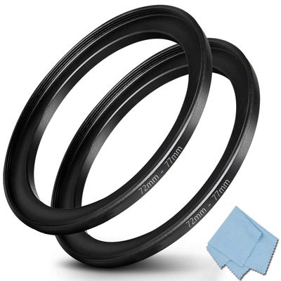 72mm-77mm Filter Step-Up Ring, 72mm Lens to 77mm Filter, WH1916 Camera Lens Step Up Ring (2 Pack)