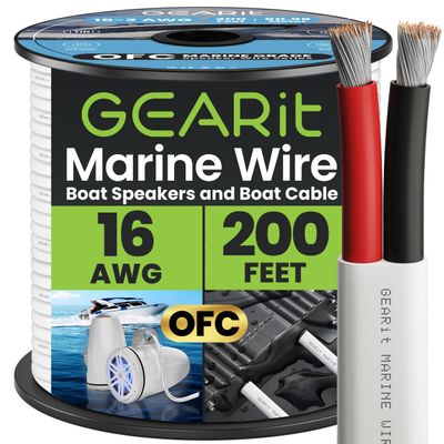 GEARit 16 Gauge Marine Wire, 16/2 AWG (200ft) Marine Grade Tinned Copper Oxygen Free, Duplex 2-Conductor Insulated Red & Black Electrical Cable for Boat, Automotive, RV, Camper, Trailer