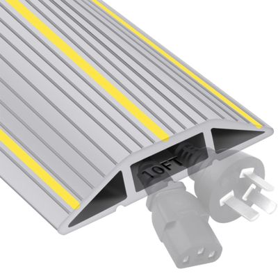 10Ft Cord Cover Heavy Duty Cable Protector 3 Channels Contains Cords Cables and Wires Easy to Unroll-Conceal Wires of Home Office Warehouse Workshop Concerts or Other Outdoors Surround (Gray-10Ft)