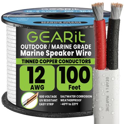 GEARit 12 Gauge Marine Wire, 12/2 AWG Tinned Copper Electrical Wire, 100ft