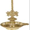 Roof Hanging Lamp with Vaishnava Symbols - Conch and Chakra - Brass Statue from South India view 4