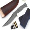 ColdLand 9" Damascus Steel Knife Making Kits - Knife Making Supplies Include Blank Blade, Brass Pin, Sheath, Wood Handle Scales - Build your Own NB112 view 1