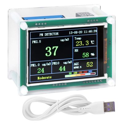 Air Quality Monitor Tester Communication PM2.5 Detector 2.8in LED Household Air Quality Vehicle Environment Monitor DC5V Micro USB Interface
