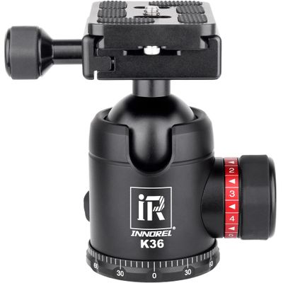 36mm Tripod Ball Head Universal Ballhead INNOREL K36 CNC Aluminum Alloy Professional Structure with Two 1/4" Screw Arca Swiss Quick Release Plates Max Load 44lb/20kg for Camera,DV,Telescope,Monopod