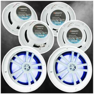 6X Gravity MG680-LW 6.5- inch 2-Way 1050 Watts Peak Power Marine Speakers CEA Rated/Sensitivity- 88 dB/Frequency Response- 80-20 kHz/Impedance- 4 ohms White