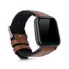 kwmobile Strap Compatible with Huami Amazfit GTS/GTS 2 Strap - Silicone and Leather Sport Wristband - Brown/Black view 1