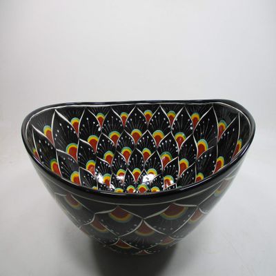18" TALAVERA SINK oval vessel mexican bathroom handmade ceramic folk art