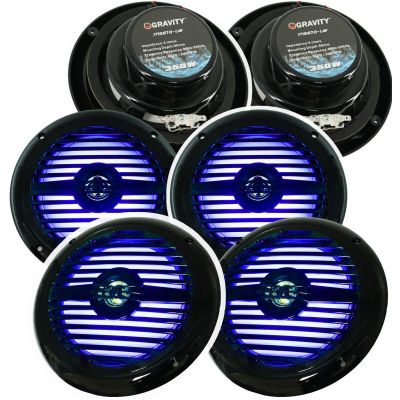 6X Gravity MG670-LW 6.5" inch 2-Way Total 1050 Watts Peak Power Marine Speakers CEA Rated Frequency Response 80 to 20 kHz UV Protection and Water Resistant- Black