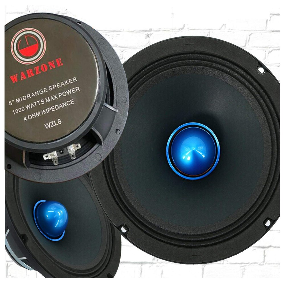 2X Gravity WZL8 8 Midrange Bullet Loud Speaker 1000 Watts Peak Power Handling 4 Ohm Impedance 106 dB Sensitivity Car Audio Speaker Attached High Energy NdFeB Magnet