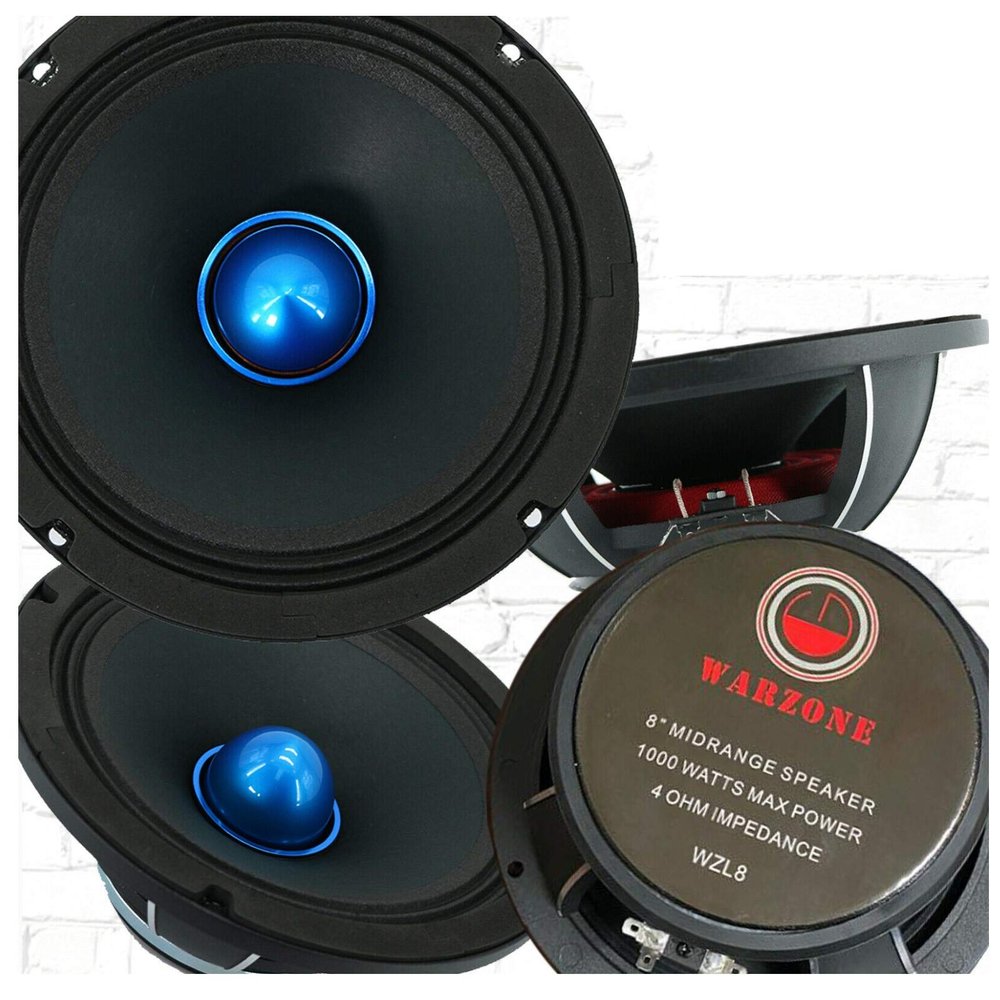 4X Gravity WZL8 8 Midrange Bullet Loud Speaker 1000 Watts Peak Power Handling 4 Ohm Impedance 106 dB Sensitivity Car Audio Speaker Attached High Energy NdFeB Magnet