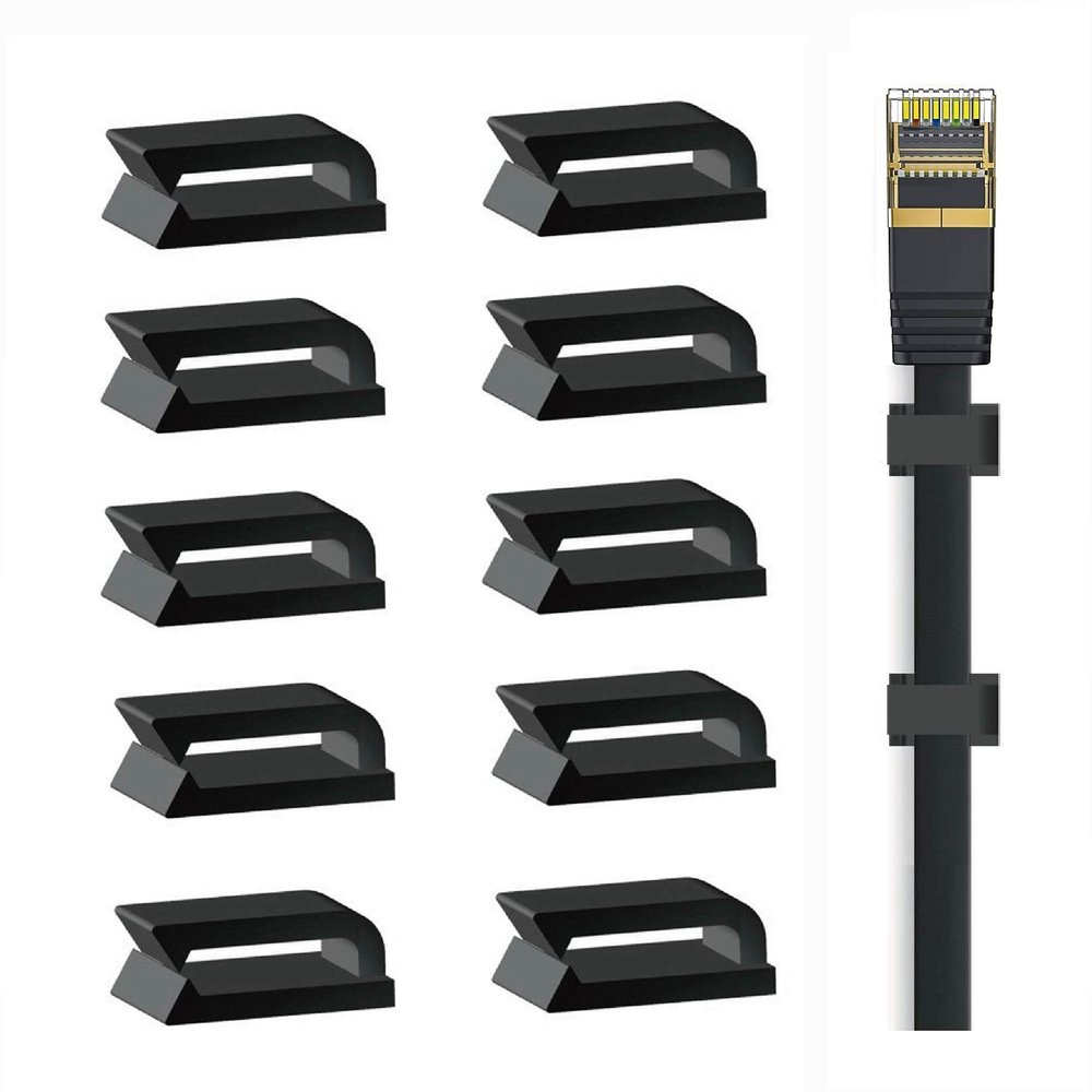 xiclass Flat Wire Clips Holder, Ethernet Cable Clips,Self Adhesive Wire Clips Management for Home and Office (100pieceBlack), 0.62 x 0.49 x 0.21inch