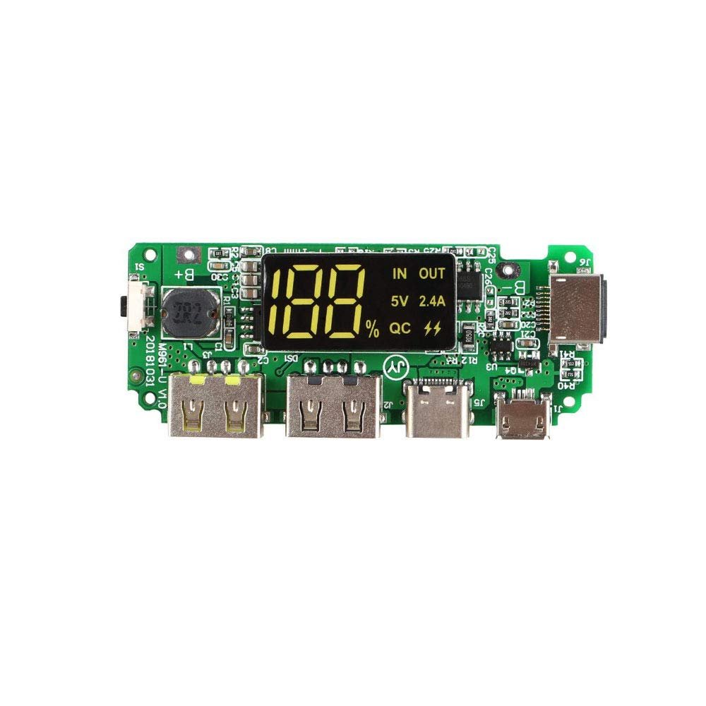 Acxico 1Pcs Dual USB Micro Type-C Flash USB Power Bank DIY Charger Module for Battery