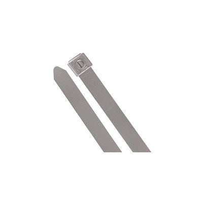 Tyrap Cable Tie, 304 Stainless Steel, Silver, Indoor, Tensile Strength: 100 lb. - SS16-180-10