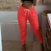 Andongnywell Womens High Waisted Workout Running Hiking Summer Pants Elastic Waist Trousers with Pockets (Orange,Small) view 4