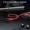 JSAUX Headphone Splitter 4ft, Audio Splitter 3.5mm Male TRS to 2 Dual 3.5mm Female Adapter Nylon-Braided for iPhone, Samsung, Tablets, Laptop, PlayStation and More- view 2