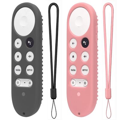 2 Pack Silicone Case for Chromecast with Google TV 2020 Voice Remote Protective Cover for 2020 Chromecast Voice Remote (Dark Gray+Pink)