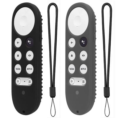 2 Pack Silicone Case for Chromecast with Google TV 2020 Voice Remote Protective Cover for 2020 Chromecast Voice Remote (Black+Dark Gray)