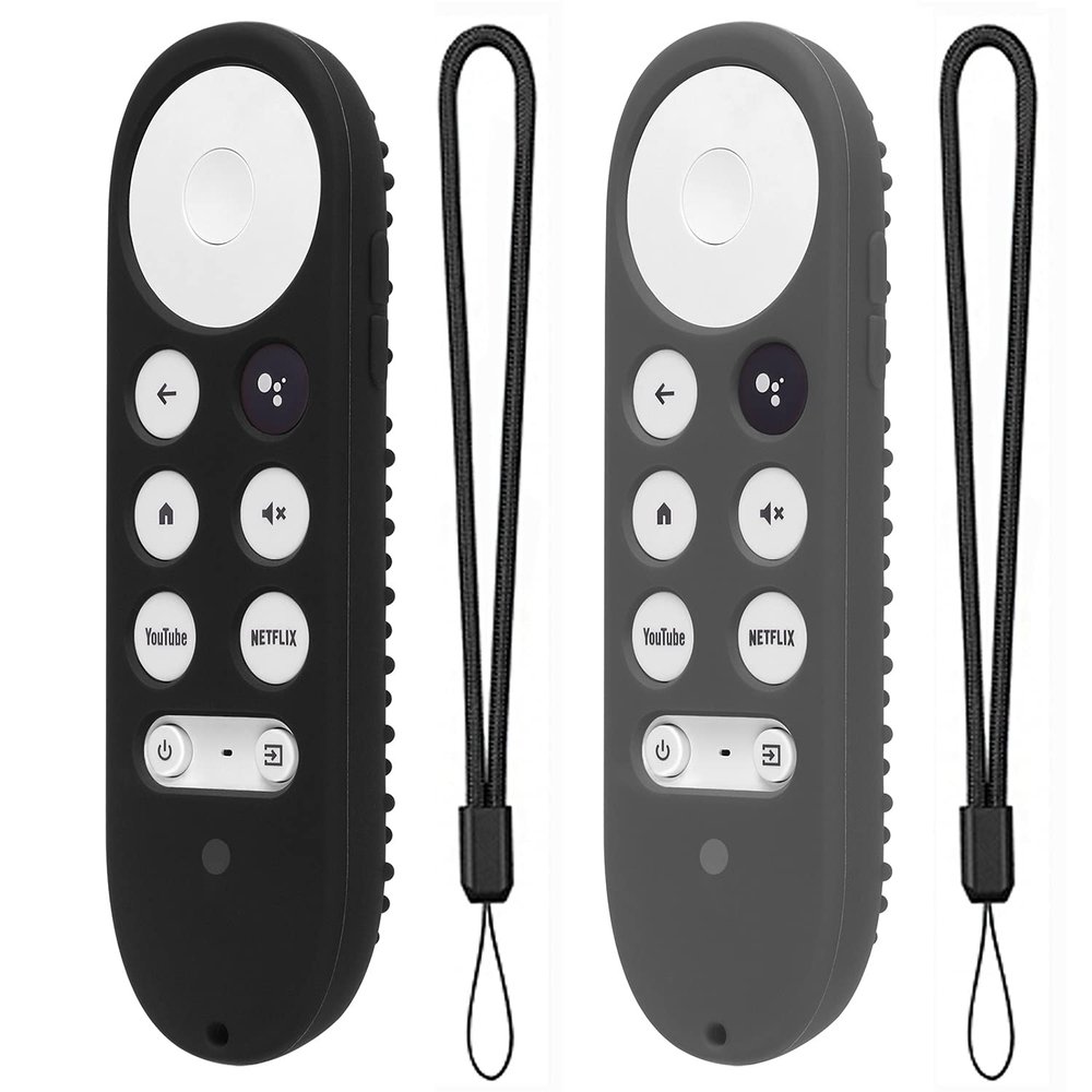 2 Pack Silicone Case for Chromecast with Google TV 2020 Voice Remote Protective Cover for 2020 Chromecast Voice Remote (Black+Dark Gray)
