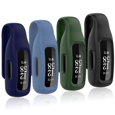 Huadea 4-Pack Clip Case Compatible with Fitbit Inspire 2/Fitbit Inspire 3, Soft Silicone Clip Clasp Accessory Replacement for Inspire 3/Inspire 2 (Black/Amy Green/Navy/Slate)
