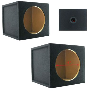 2X Audiotek CA-12SS Car Audio Single 12-Inch Vented Speaker Box Enclosure Carpet Texture Terminal Cups Made from Durable Woods Fits Any 12-Inch Speakers