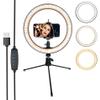 DaVoice 10" 3 Light Modes Desktop Ring Light for Zoom Meetings, with Stand, Phone Holder, USB Powered view 1