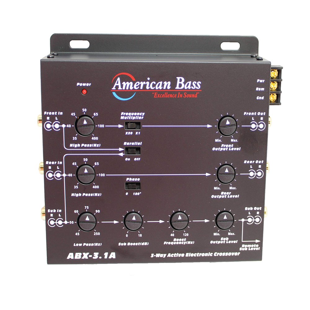 American Bass Black 3 Way Electronic Crossover w/Remote Bass Knob ABX 3.1A