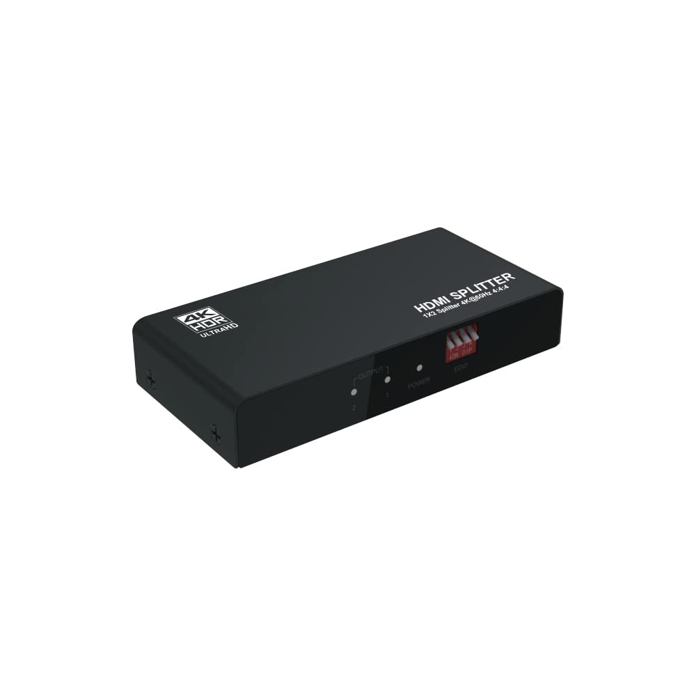 TEC Splitter 1 in 2 Out Distirbutor 4K 18GBPS 60Hz Manual EDID Selection HDMI Full HD 1080 3D Supported - 1 Source 2 Ouput Setup HDCP 2.0 Compliant Amplified Display