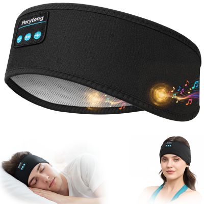 Perytong Sleep Headphones Wireless, Bluetooth Sports Headband Headphones with Ultra-Thin HD Stereo Speakers Perfect for Sleeping,Workout,Jogging,Yoga,Insomnia, Air Travel, Meditation (Black)