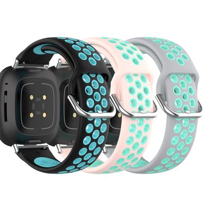 3 Pack Compatible with Umidigi Uwatch 2S Watch Bands 22mm Replacement Soft Silicone Waterproof Two-Color for Women Men with Breathable Holes Wristband for Umidigi Uwatch 2S smartwatch (Tricolor-D)